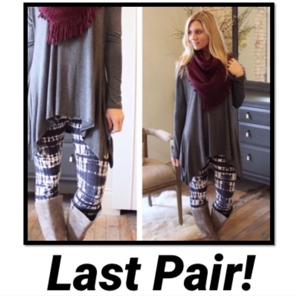 Dark Grey & Navy Tie Dye Soft Leggings- Last Pair - Picture 8 of 8